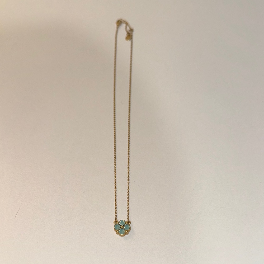 Delicate Gold Necklace with Turquoise Flower Pendant